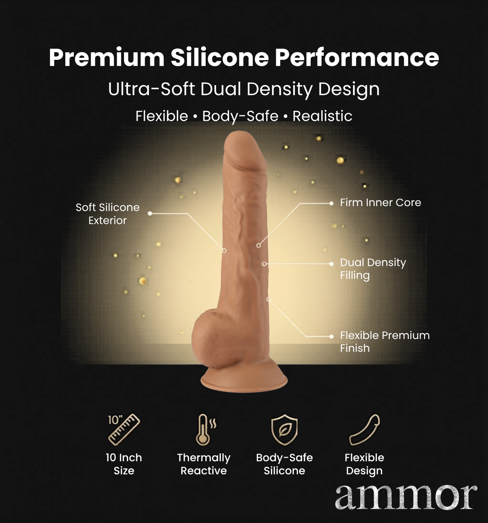 Power of Cock Dual Density Realistic 7″ Dildo (Brown)